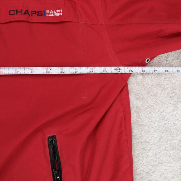 Chaps Ralph Lauren Vintage Red Windbreaker Hooded Pullover Mens Size L - Picture 6 of 13
